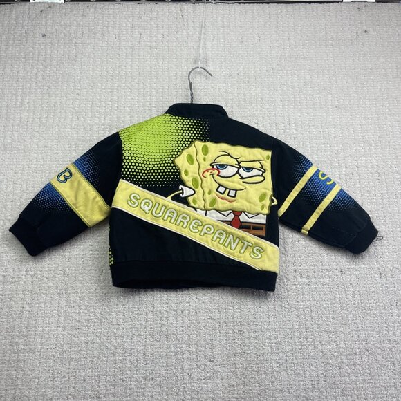 Vintage JH Design x Spongebob Nickelodeon Nascar Jacket Kids 3T Black / Yellow - Picture 9 of 15